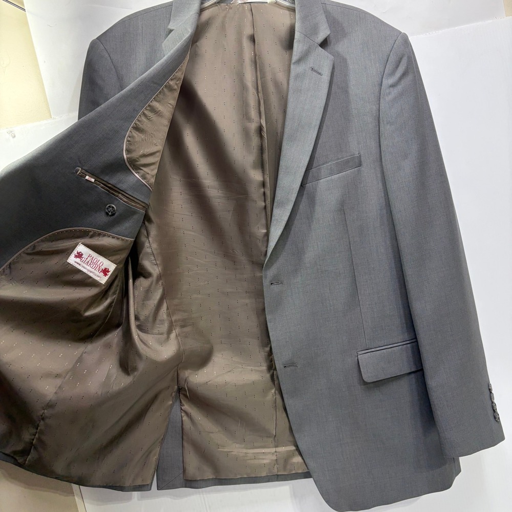 Paolo Giardini Mens Gray Microtech Performance Stretch Suit Jacket 46L Side Vent
